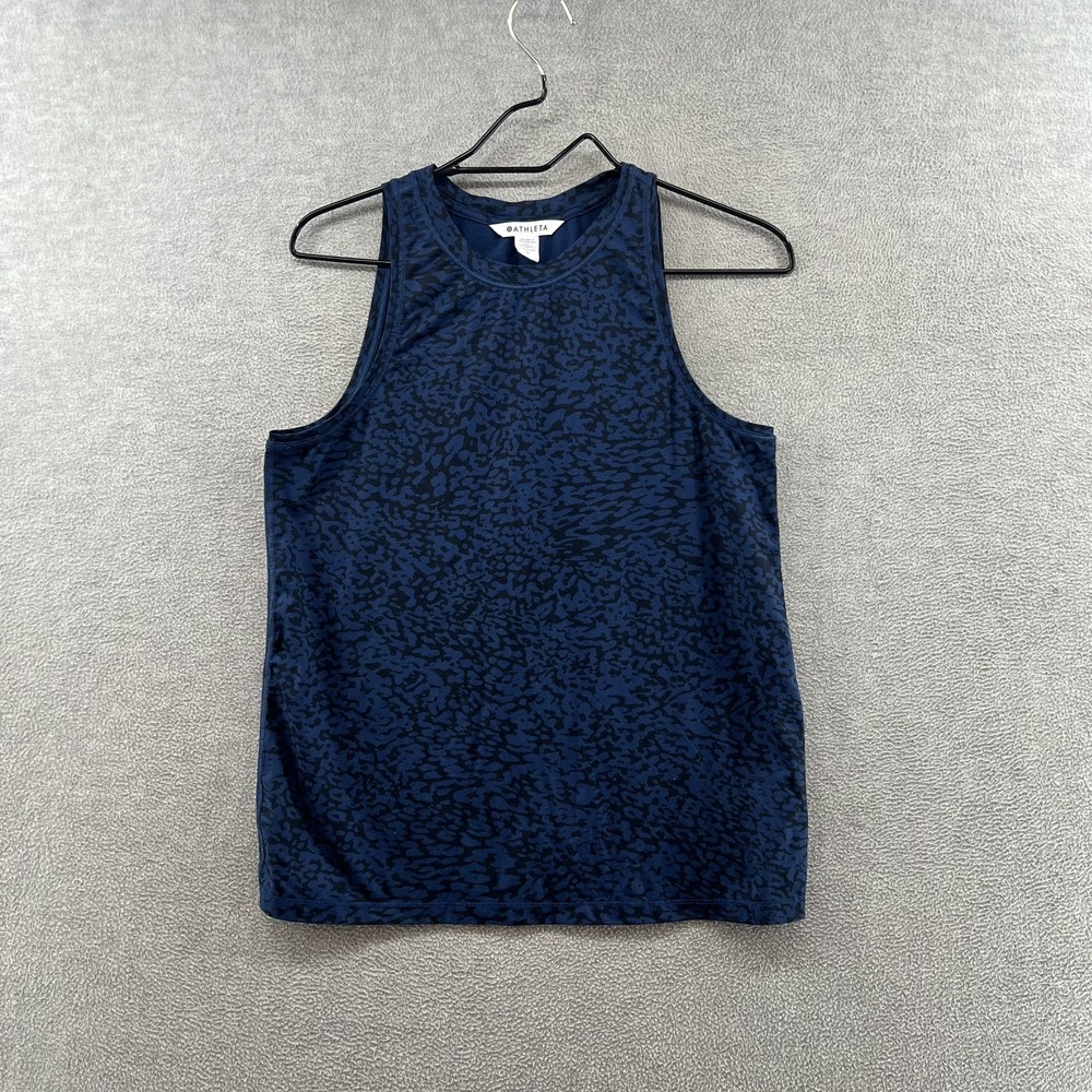 Athleta Womens Size S Blue Camo Athletic Stretch Tank Top Shirt